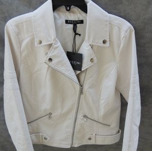 Baccini Faux White Leather Jacket